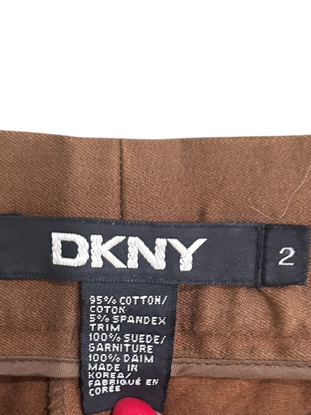 DKNY caramel Brown suede inlay Pants tall size 2 - Picture 4 of 4